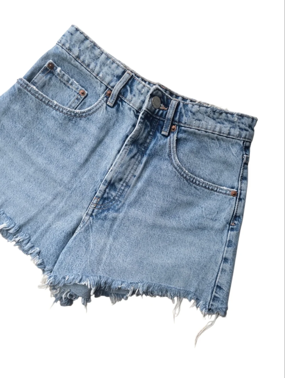 Zara Frayed High Rise Denim Jean Shorts